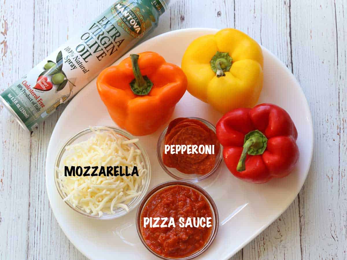 The ingredients needed to make pepper pizza. 