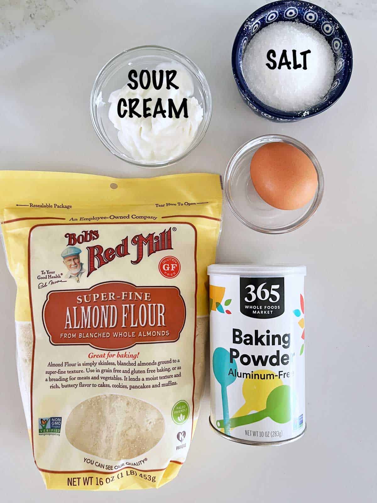 The ingredients needed to make keto biscuits. 