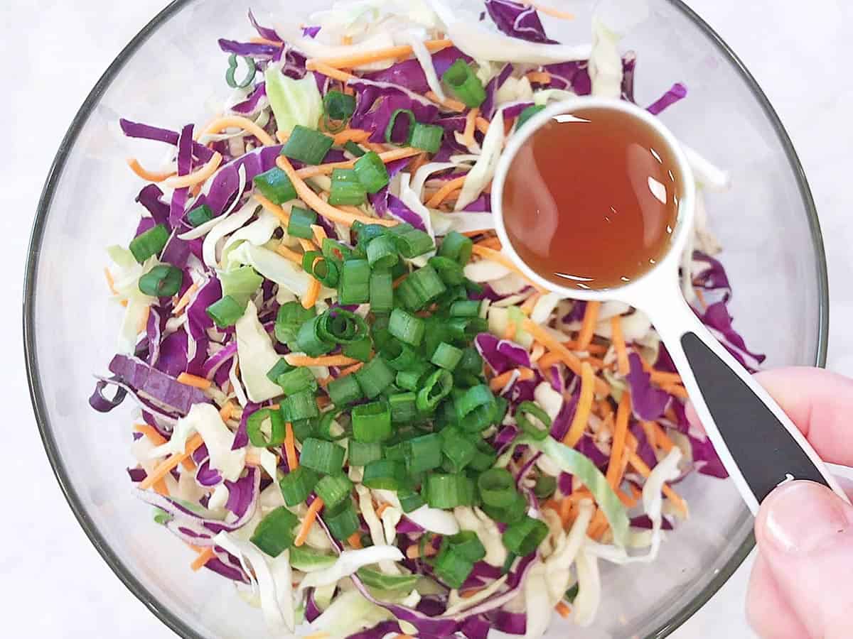 Step 2 for making an Asian cabbage salad. 