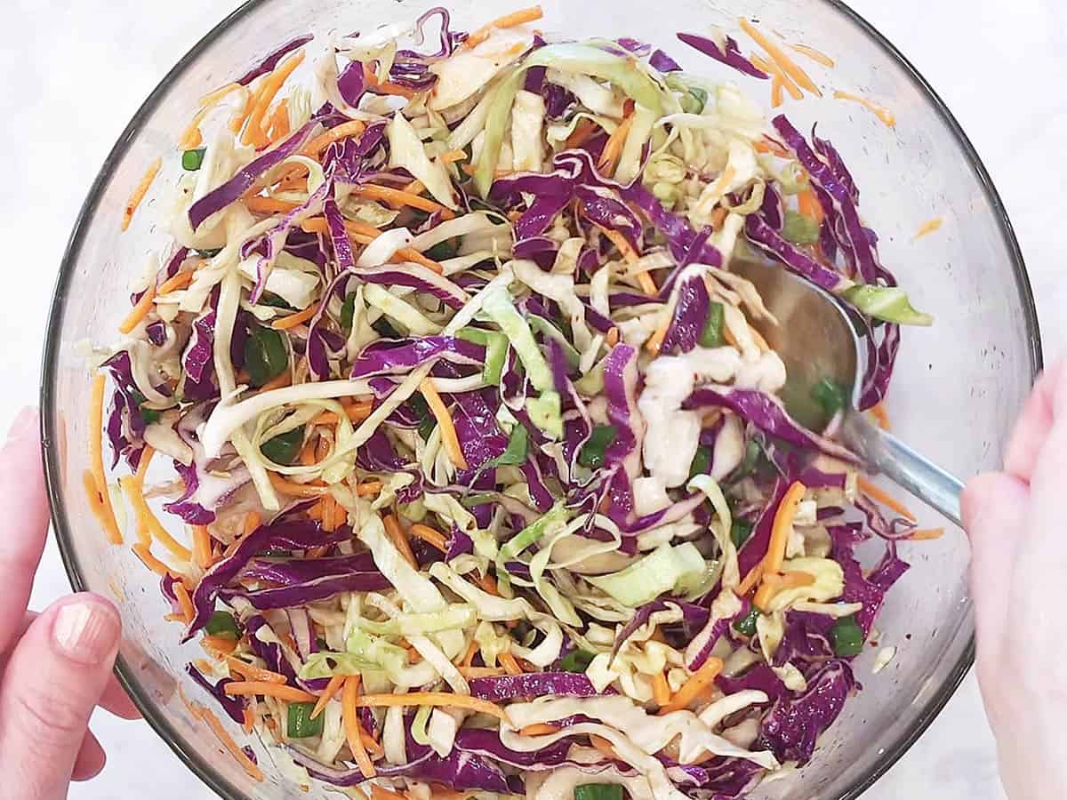 Step 3 for making an Asian cabbage salad. 