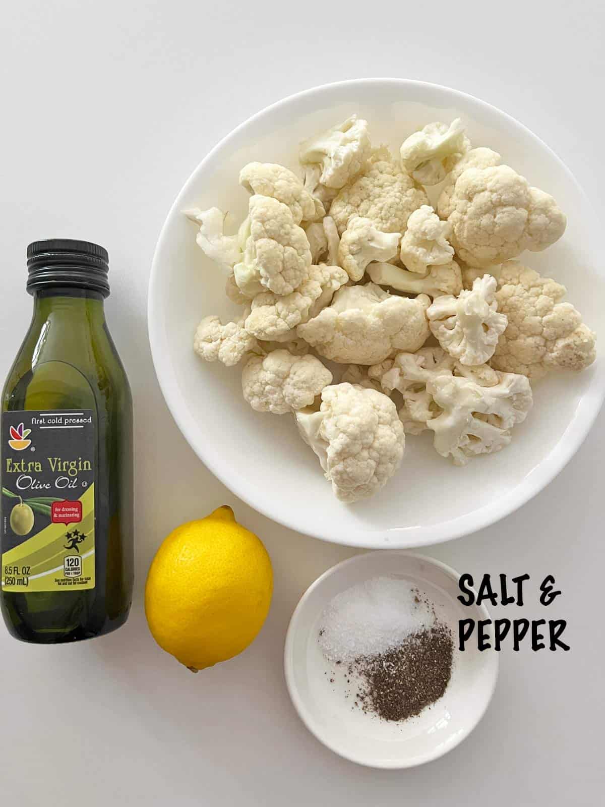 The ingredients needed to microwave cauliflower. 