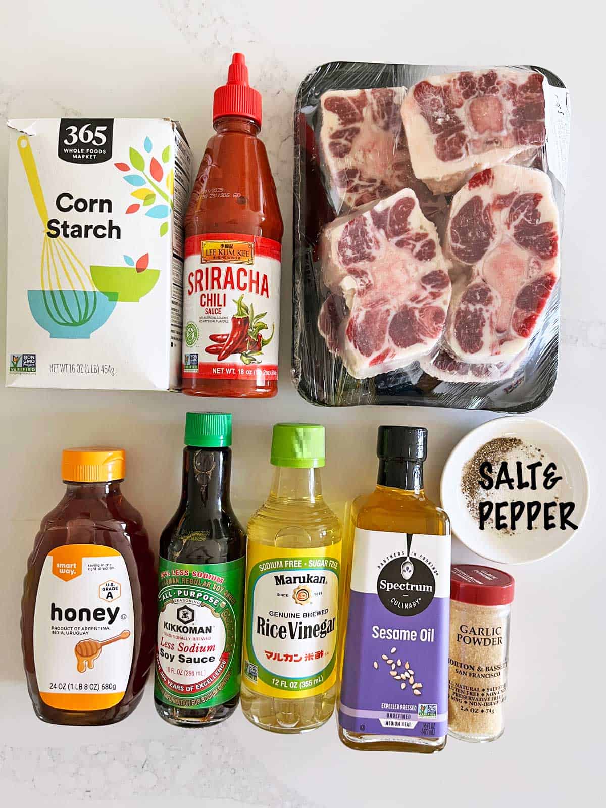 The ingredients needed to cook oxtail in the slow cooker. 