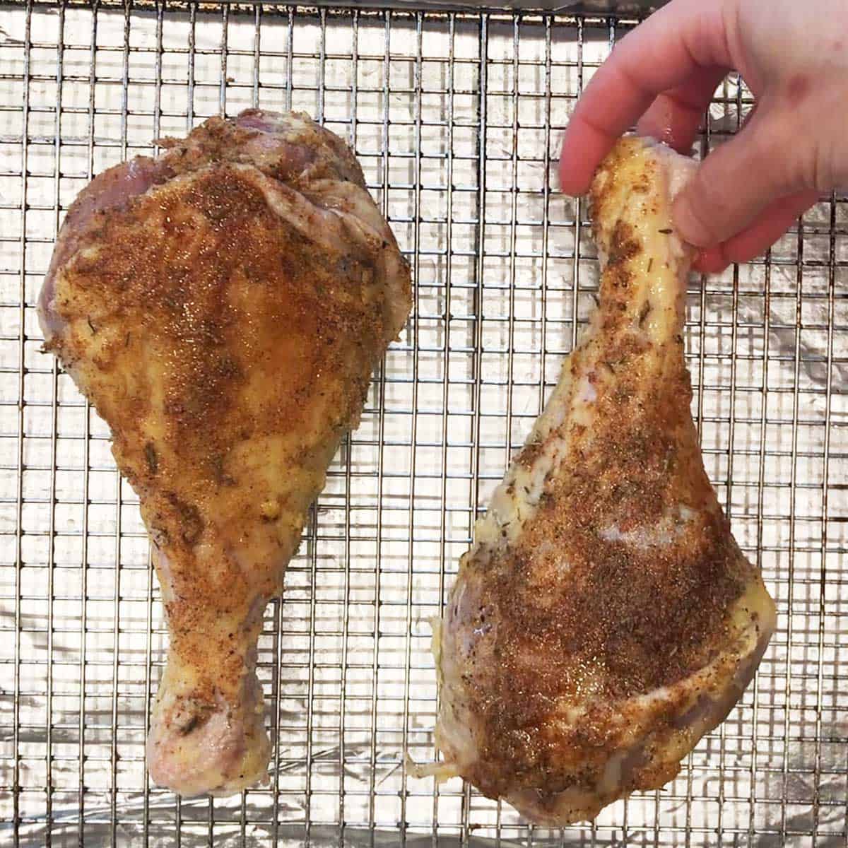 Place turkey legs in the roasting pan. 