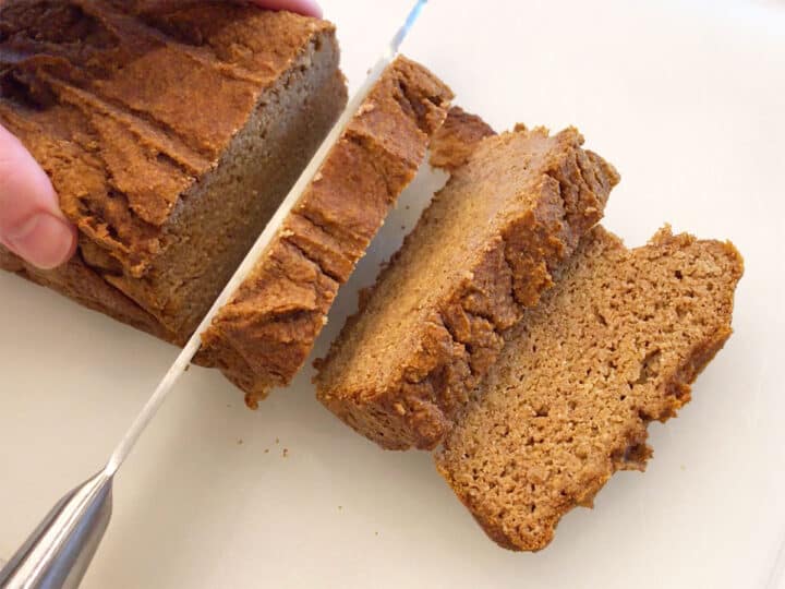 Slicing the bread.
