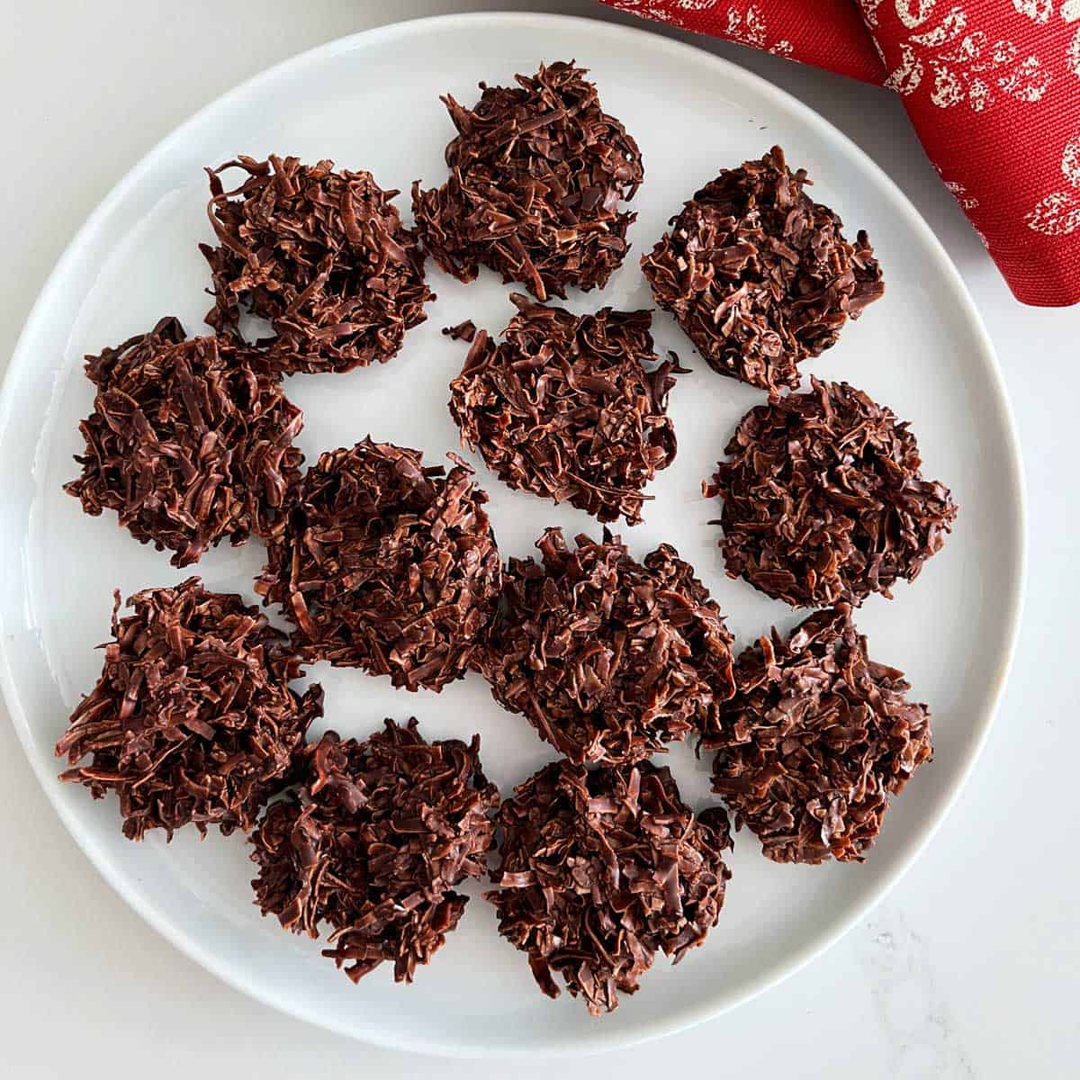 Smaller haystacks on a plate. 