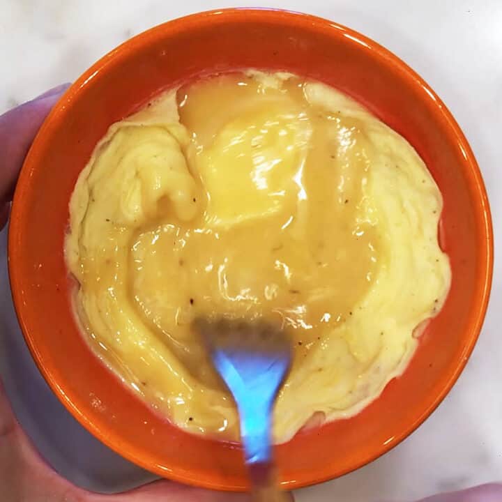 The eggs after 45 seconds in the microwave.