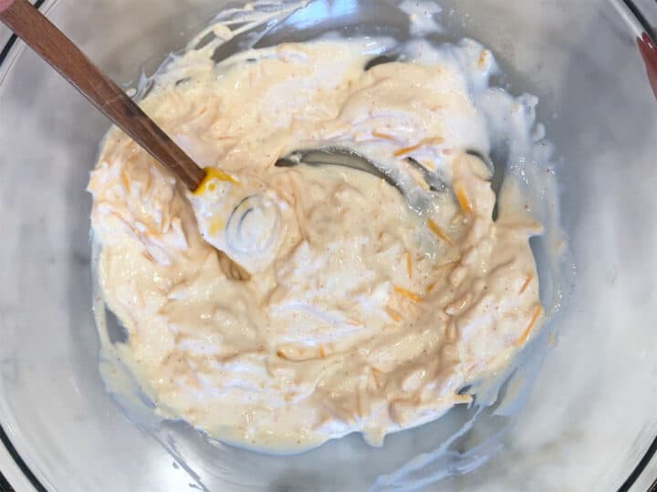 Mixing the sauce ingredients in a bowl.