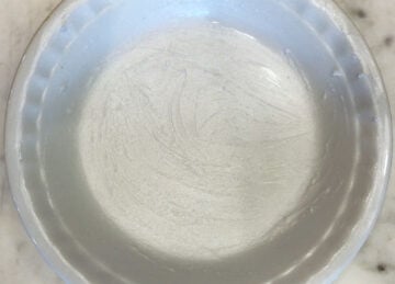 Greased pie plate.