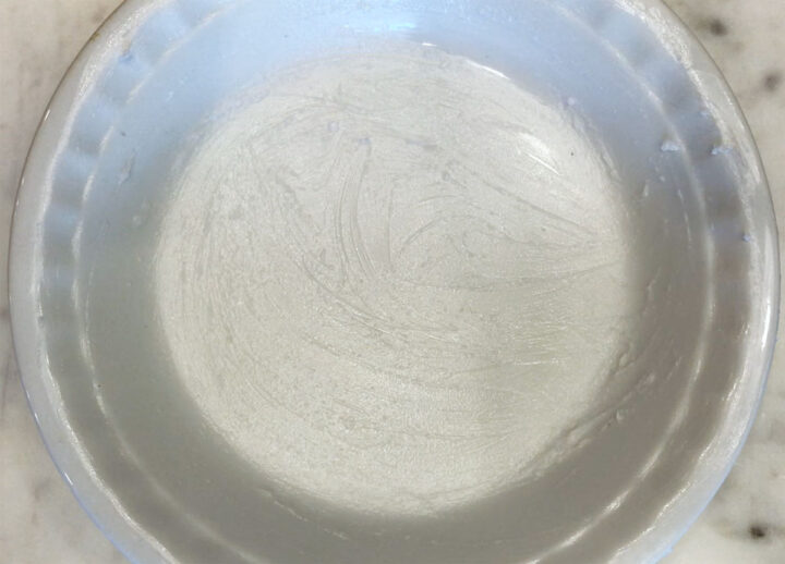 Greased pie plate.