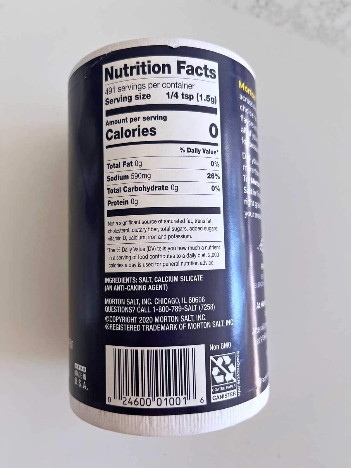 Morton table salt ingredients. 