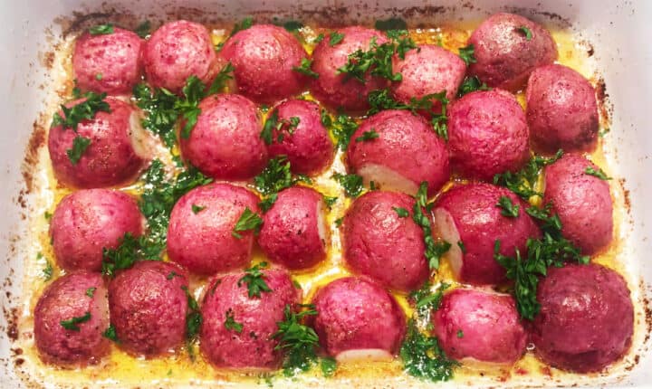The radishes are