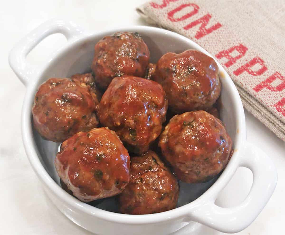 Keto meatballs are served.
