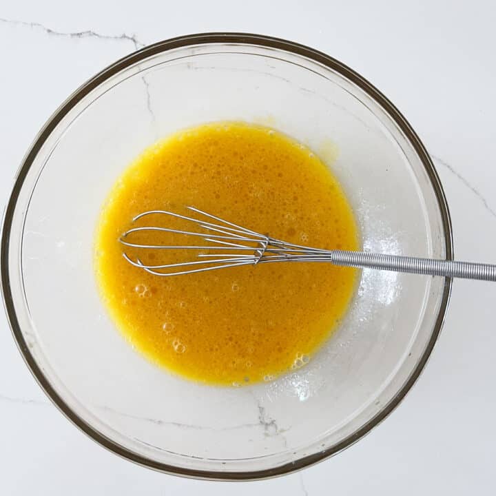 Mixing the liquid ingredients.