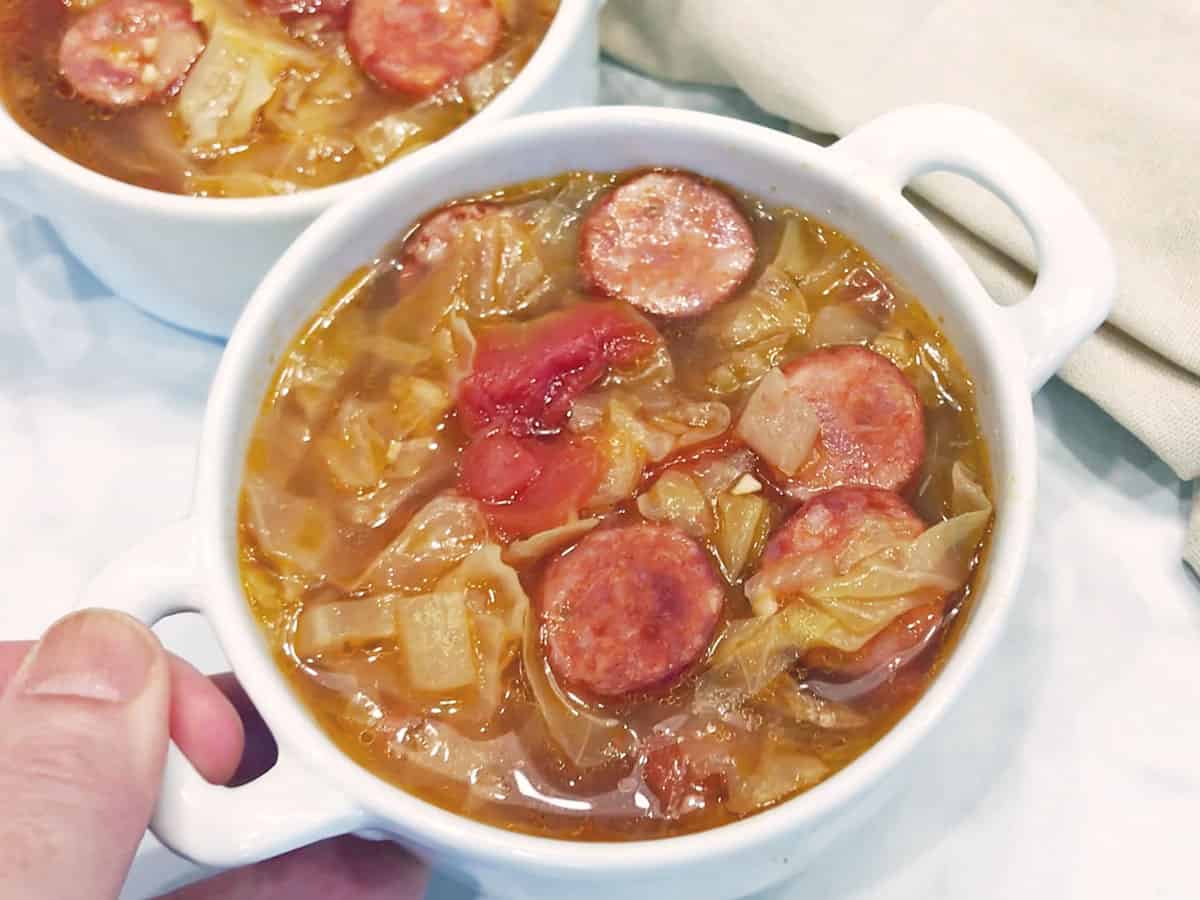 The soup is served.