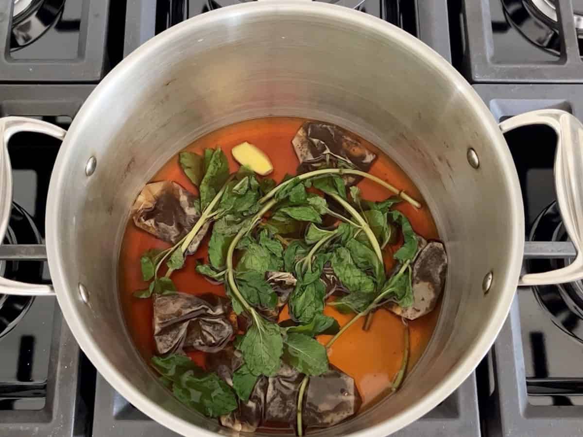 Steeping the tea.