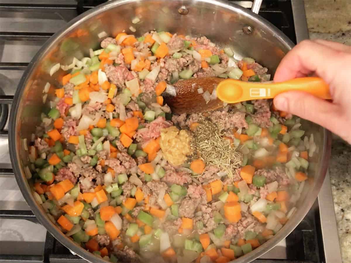 Adding spices.