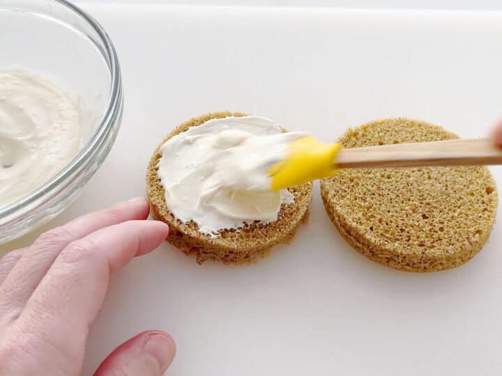 Frosting the cake.