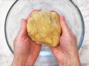 Kneading the dough.