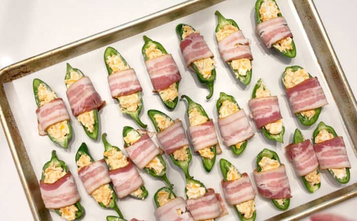 The jalapenos are ready for the oven.
