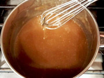 Reducing the gravy.