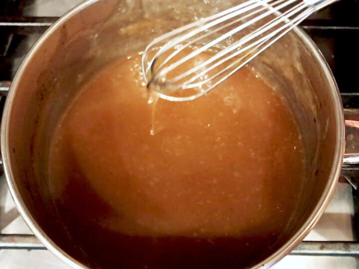 Reducing the gravy.