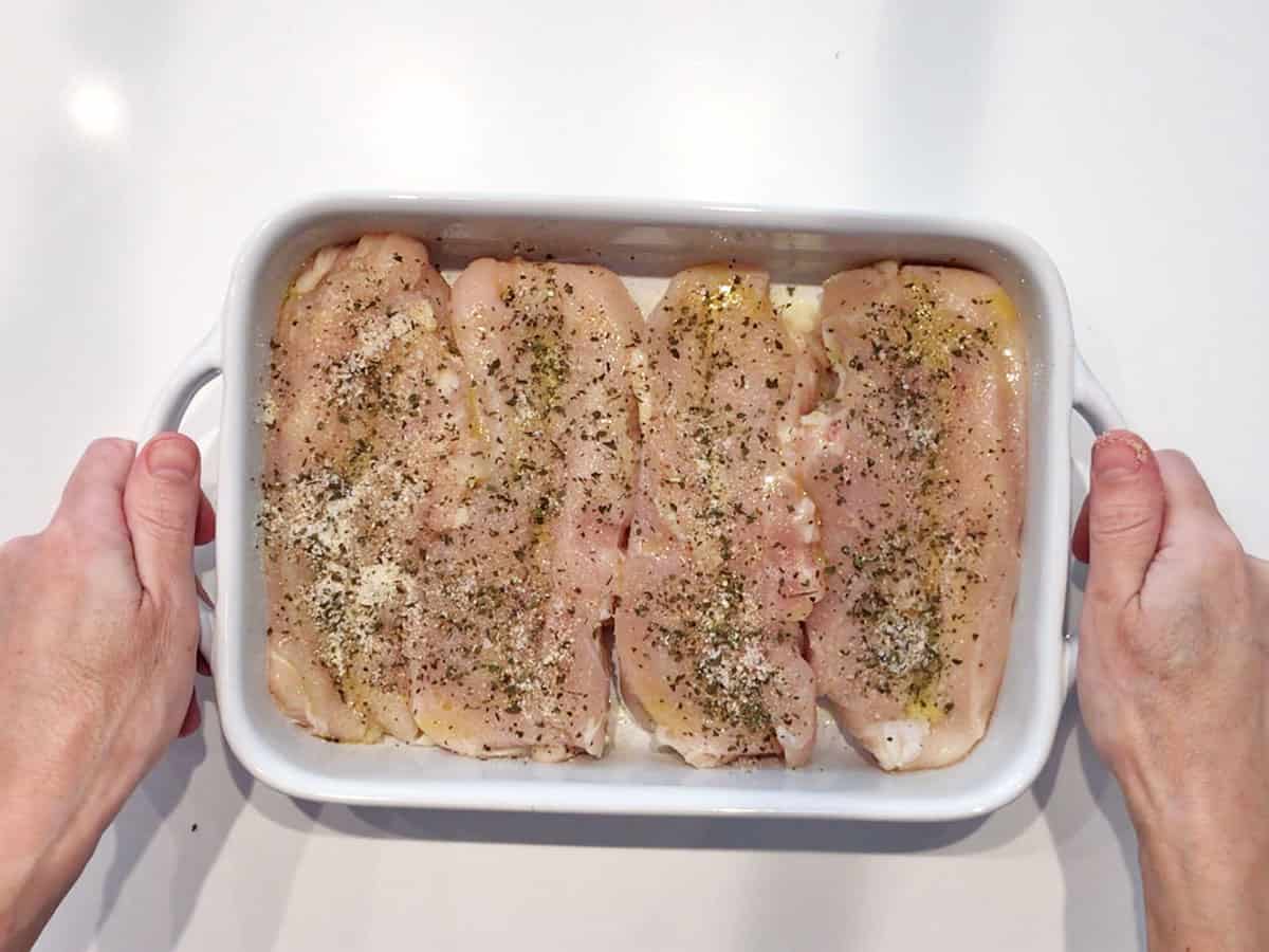The chicken was added to the pan.
