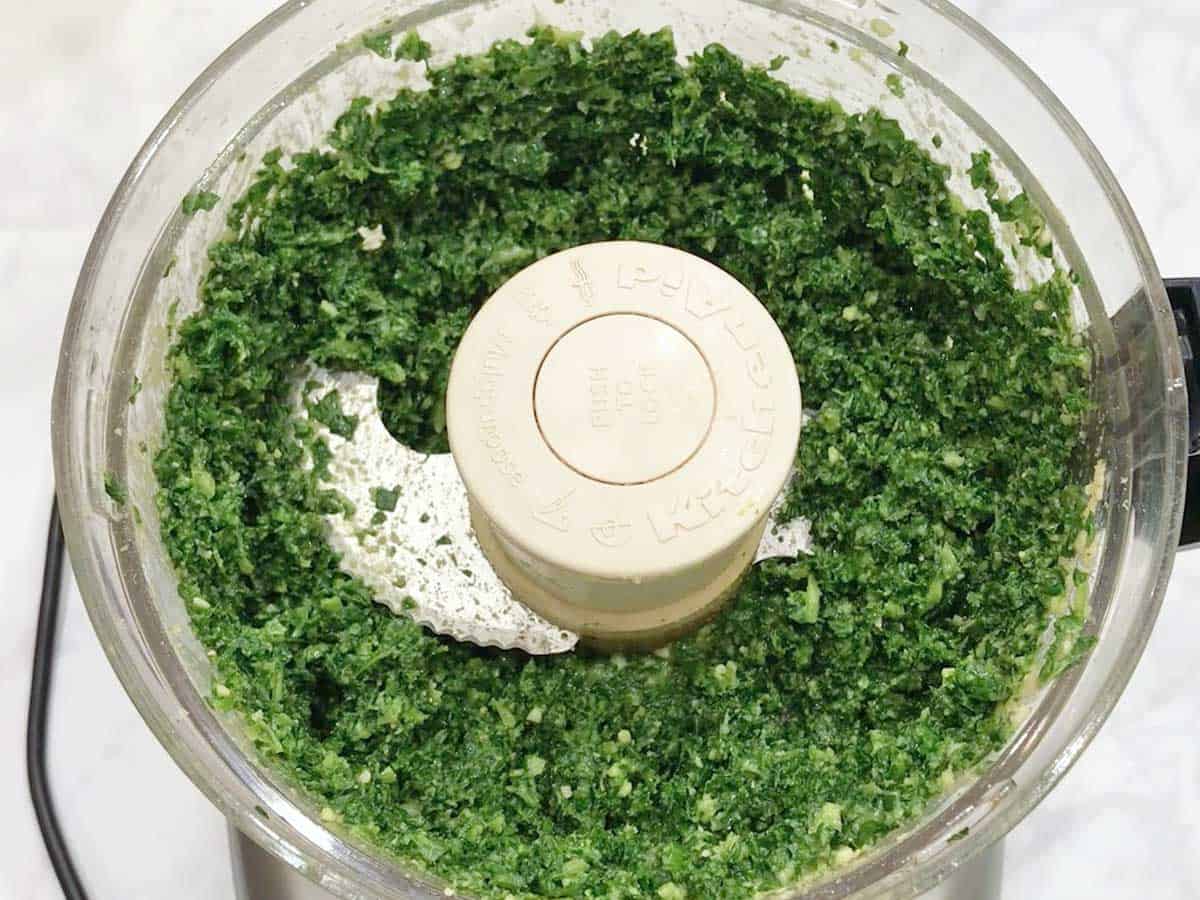 The mixture s ready in the food processor.
