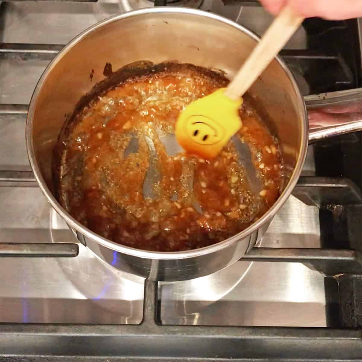 The sauce has thickened.
