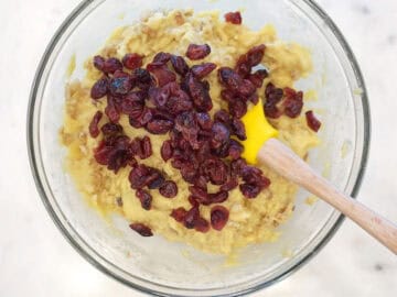 Adding cranberries.