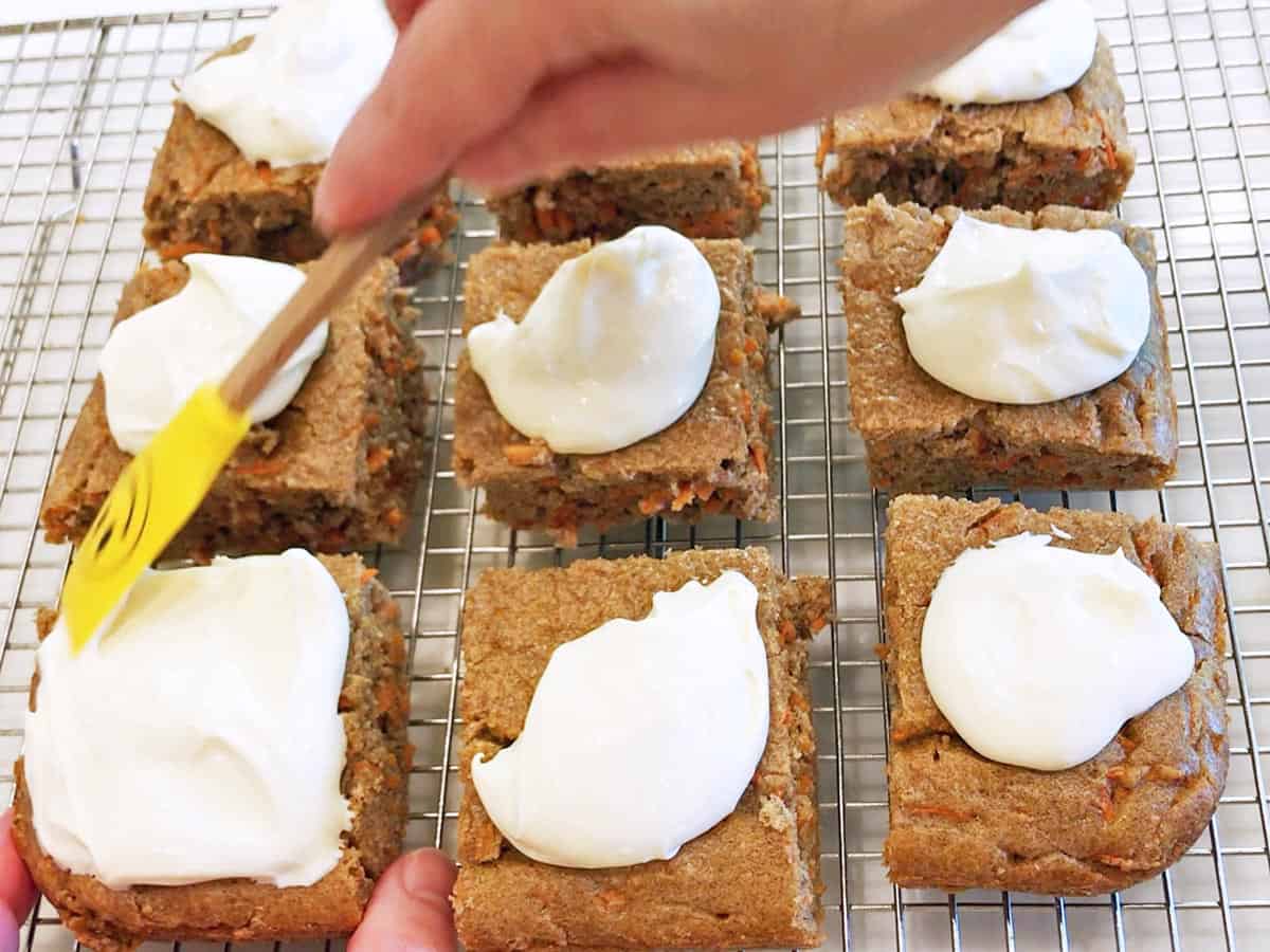 Frosting the cake.