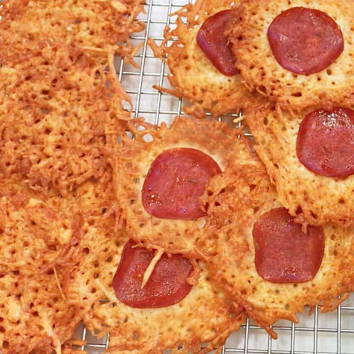 The crisps on a cooling rack.