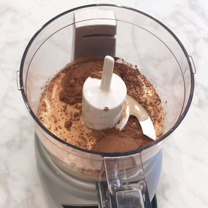 The topping ingredients were added to the food processor.