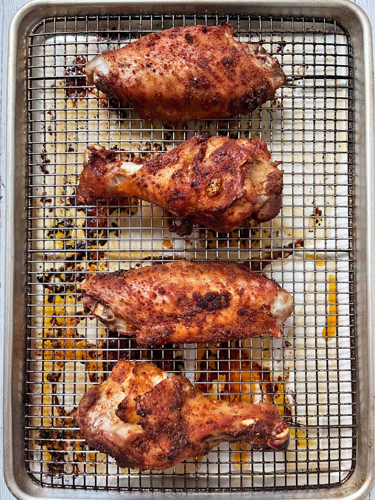 Turkey wings on a sheet pan.