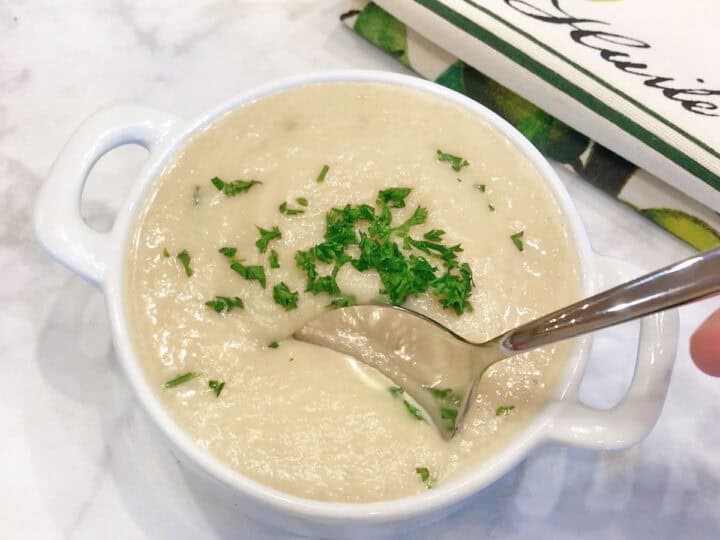 The soup is served.