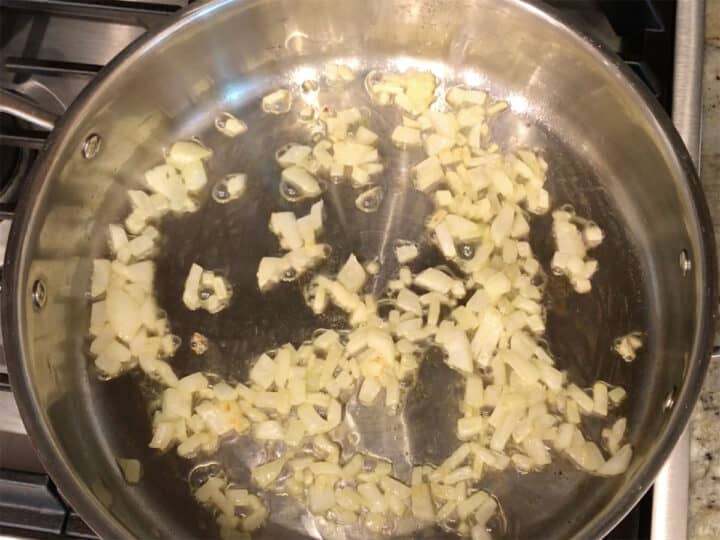 Sauteing the onions.